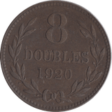 1920 8 DOUBLES GUERNSEY - WORLD COINS - Cambridgeshire Coins