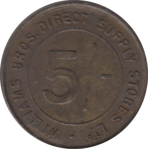 1920 FIVE SHILLING TOKEN WILLIAMS BROTHERS - OTHER TOKENS - Cambridgeshire Coins