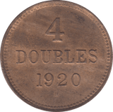 1920 GUERNSEY 4 DOUBLES - WORLD COINS - Cambridgeshire Coins