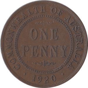 1920 ONE PENNY AUSTRALIA COMMONWEALTH - WORLD COINS - Cambridgeshire Coins