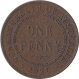 1920 ONE PENNY AUSTRALIA COMMONWEALTH - WORLD COINS - Cambridgeshire Coins