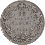 1920 SILVER 25 CENTS CANADA - WORLD COINS - Cambridgeshire Coins
