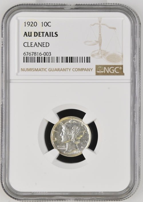 1920 SILVER DIME USA ( NGC ) AU DETAILS CLEANED - NGC SILVER COINS - Cambridgeshire Coins