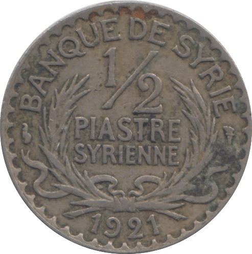 1921 1/2 PIASTRE SYRIA - WORLD COINS - Cambridgeshire Coins