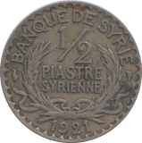 1921 1/2 PIASTRE SYRIA - WORLD COINS - Cambridgeshire Coins