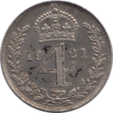1921 MAUNDY FOURPENCE ( UNC ) - MAUNDY FOURPENCE - Cambridgeshire Coins