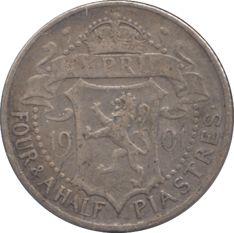 1921 SILVER 4 1/2 PIASTRES CYPRUS - SILVER WORLD COINS - Cambridgeshire Coins
