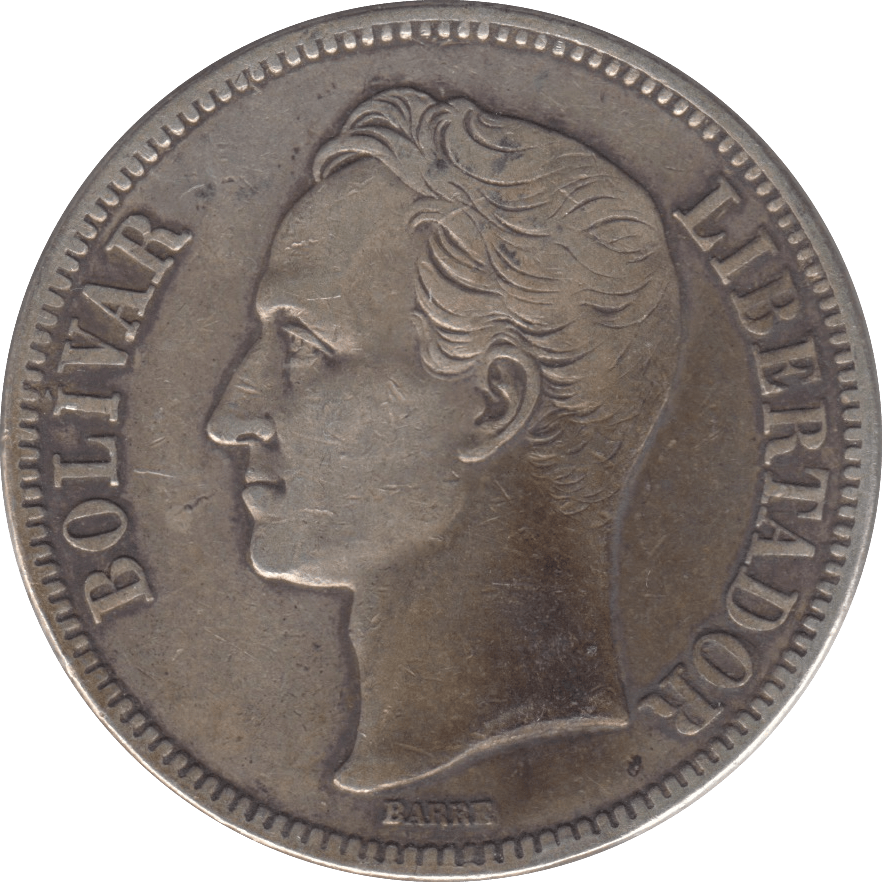 1921 SILVER 5 BOLÍVARES VENEZUELA - SILVER WORLD COINS - Cambridgeshire Coins