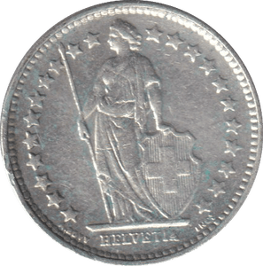 1921 SILVER HALF FRANC SWITZERLAND - SILVER WORLD COINS - Cambridgeshire Coins