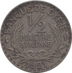 1921 SYRIA 1/2 PIASTRE - WORLD COINS - Cambridgeshire Coins