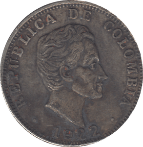 1922 50 CENTAVOS COLUMBIA - WORLD COINS - Cambridgeshire Coins