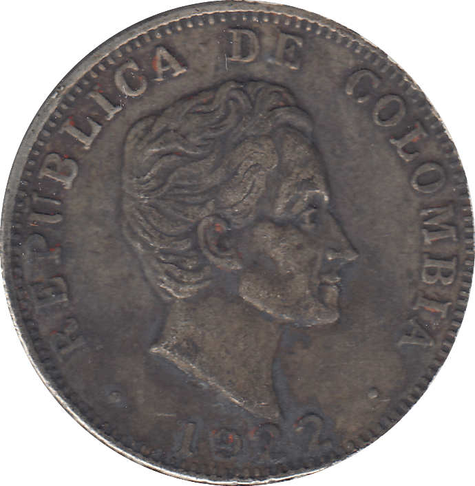 1922 50 CENTAVOS COLUMBIA - WORLD COINS - Cambridgeshire Coins