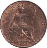 1922 FARTHING ( GVF ) - FARTHING - Cambridgeshire Coins