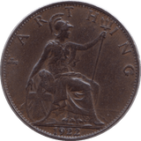 1922 FARTHING ( VF ) - Farthing - Cambridgeshire Coins