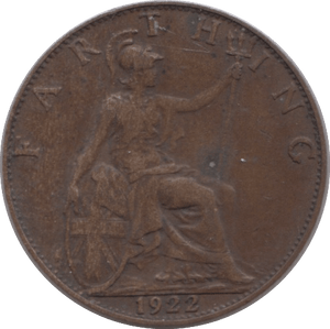 1922 FARTHING ( VF ) - Farthing - Cambridgeshire Coins