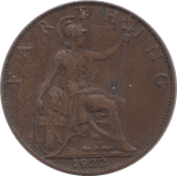 1922 FARTHING ( VF ) - Farthing - Cambridgeshire Coins