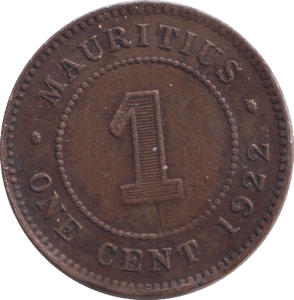 1922 ONE CENT MAURITIUS - WORLD COINS - Cambridgeshire Coins