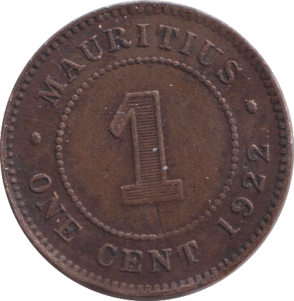 1922 ONE CENT MAURITIUS - WORLD COINS - Cambridgeshire Coins
