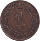 1922 ONE CENT MAURITIUS - WORLD COINS - Cambridgeshire Coins