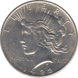 1922 PEACE DOLLAR USA PHILADELPHIA MINT - SILVER WORLD COINS - Cambridgeshire Coins