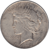 1922 PEACE DOLLAR USA - WORLD COINS - Cambridgeshire Coins