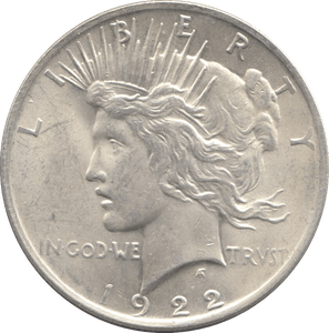 1922 SILVER PEACE DOLLAR PHILADELPHIA MINT 1 - SILVER WORLD COINS - Cambridgeshire Coins