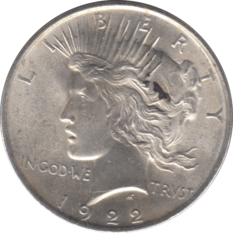 1922 SILVER PEACE DOLLAR PHILADELPHIA MINT - SILVER WORLD COINS - Cambridgeshire Coins