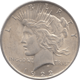 1922 SILVER PEACE DOLLAR PHILADELPHIA MINT - SILVER WORLD COINS - Cambridgeshire Coins