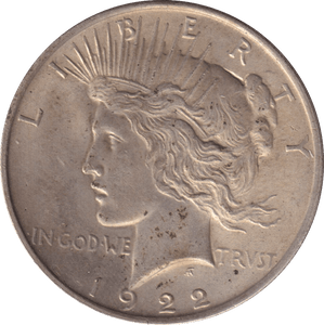 1922 SILVER PEACE DOLLAR PHILADELPHIA MINT - SILVER WORLD COINS - Cambridgeshire Coins