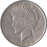 1922 SILVER PEACE DOLLAR USA DENVER MINT - SILVER WORLD COINS - Cambridgeshire Coins