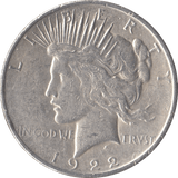 1922 SILVER PEACE DOLLAR USA DENVER MINT - SILVER WORLD COINS - Cambridgeshire Coins