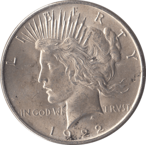 1922 SILVER PEACE DOLLAR USA PHILADELPHIA MINT - SILVER WORLD COINS - Cambridgeshire Coins