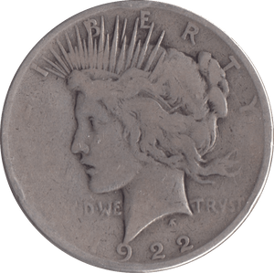 1922 SILVER PEACE DOLLAR USA SAN FRANCISCO MINT - SILVER WORLD COINS - Cambridgeshire Coins