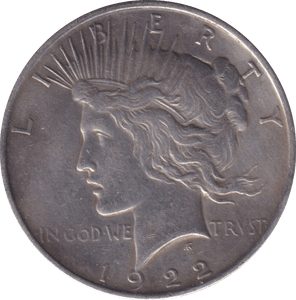 1922 SILVER PEACE DOLLAR USA - SILVER WORLD COINS - Cambridgeshire Coins
