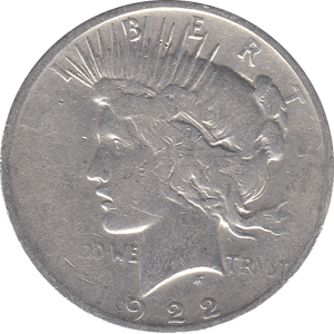 1922 SILVER PEACE DOLLAR USA - SILVER WORLD COINS - Cambridgeshire Coins