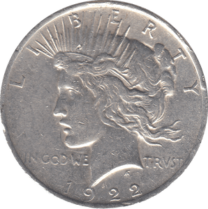 1922 SILVER PEACE DOLLAR USA - SILVER WORLD COINS - Cambridgeshire Coins