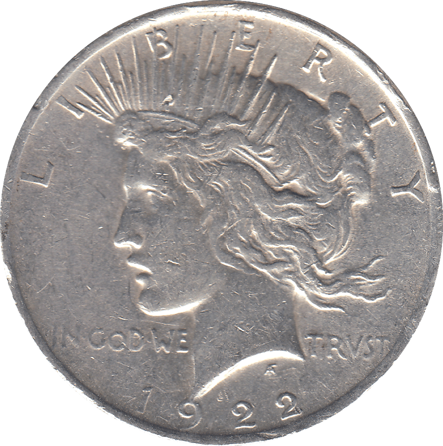 1922 SILVER PEACE DOLLAR USA - SILVER WORLD COINS - Cambridgeshire Coins
