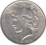 1922 SILVER PEACE ONE DOLLAR USA - SILVER WORLD COINS - Cambridgeshire Coins