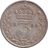 1922 THREEPENCE ( GVF ) - THREEPENCE - Cambridgeshire Coins