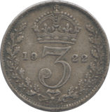 1922 THREEPENCE ( VF ) - THREEPENCE - Cambridgeshire Coins