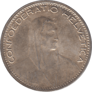 1923 B SILVER 5 FRANCS SWITZERLAND - SILVER WORLD COINS - Cambridgeshire Coins