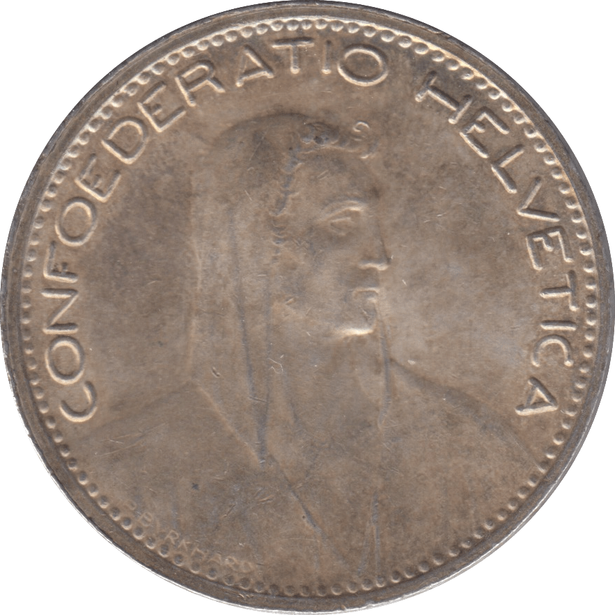1923 B SILVER 5 FRANCS SWITZERLAND - SILVER WORLD COINS - Cambridgeshire Coins
