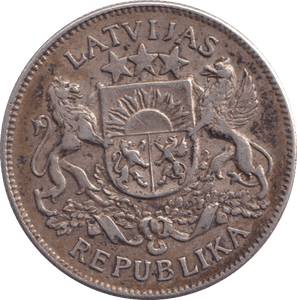 1923 SILVER TWO LATI LATVIA - SILVER WORLD COINS - Cambridgeshire Coins