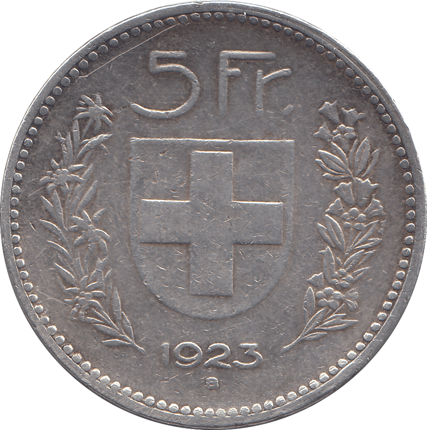1923 SWITZERLAND 5 FRANCS - WORLD COINS - Cambridgeshire Coins