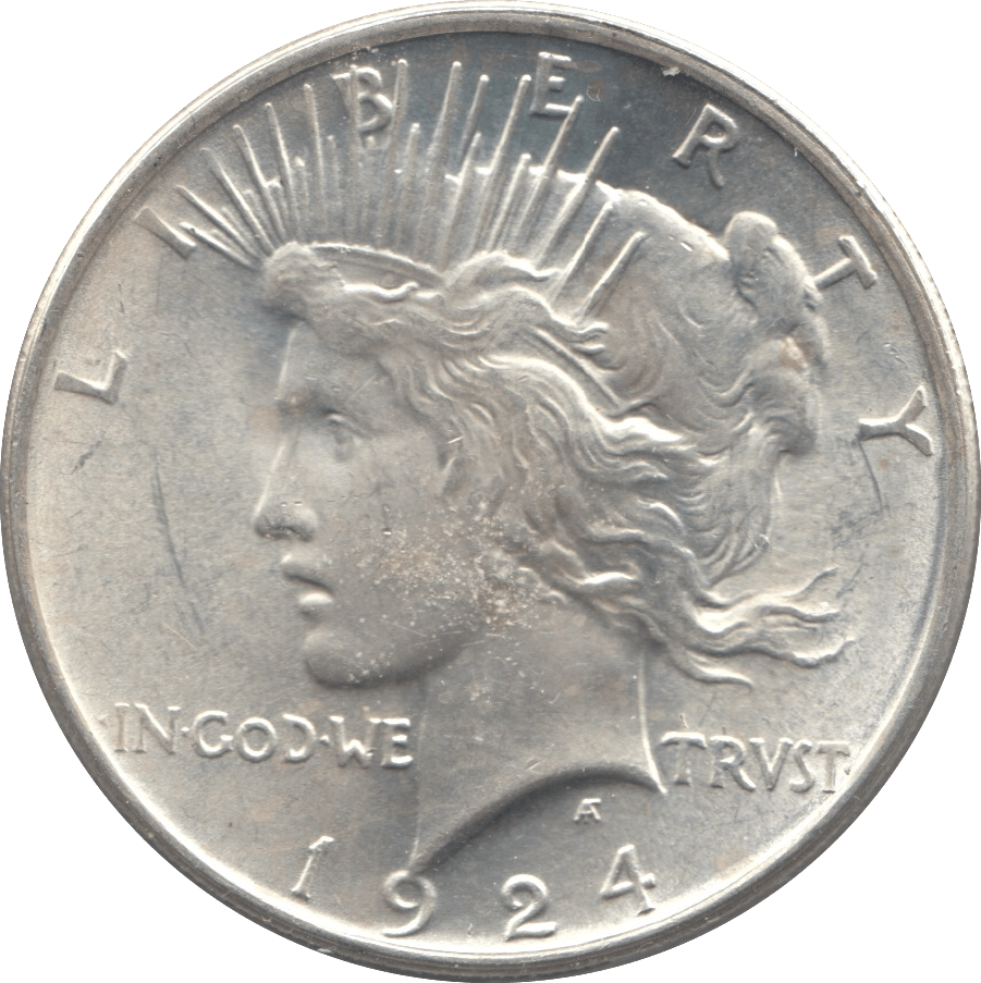 1924 SILVER PEACE DOLLAR PHILADELPHIA MINT - SILVER WORLD COINS - Cambridgeshire Coins