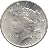1924 SILVER PEACE DOLLAR PHILADELPHIA MINT - SILVER WORLD COINS - Cambridgeshire Coins