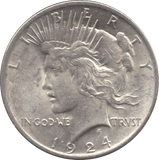 1924 SILVER PEACE DOLLAR PHILADELPHIA MINT - SILVER WORLD COINS - Cambridgeshire Coins