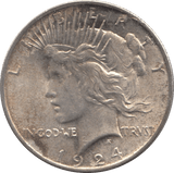 1924 SILVER PEACE DOLLAR PHILADELPHIA MINT - SILVER WORLD COINS - Cambridgeshire Coins