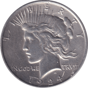 1924 SILVER PEACE DOLLAR USA - SILVER WORLD COINS - Cambridgeshire Coins