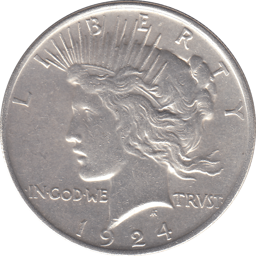 1924 SILVER PEACE DOLLAR USA - SILVER WORLD COINS - Cambridgeshire Coins